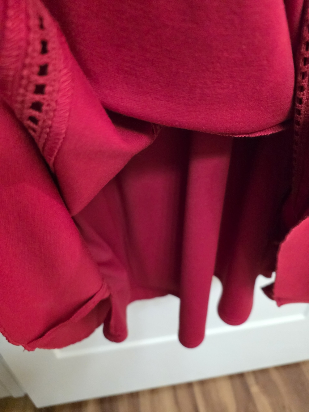 Sharagano Red A-Line Dress with Notch Neck - Picture 5 of 10